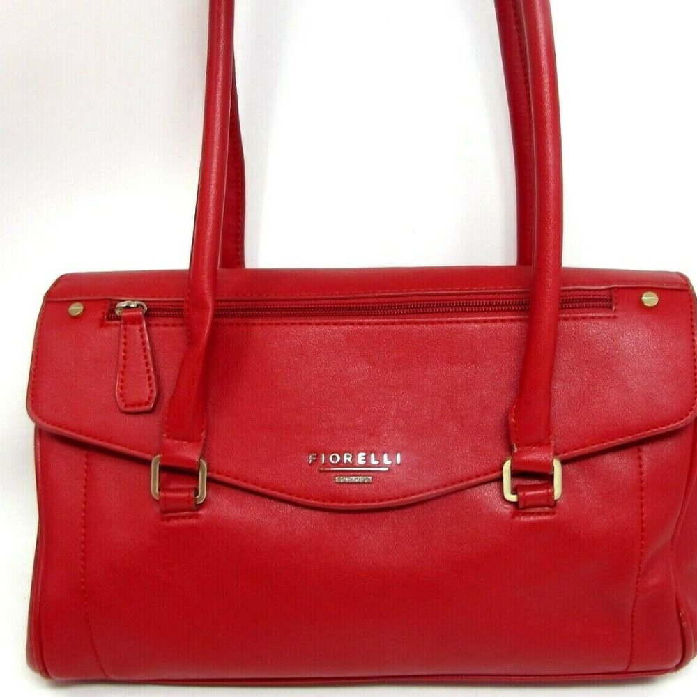 FIORELLI DOUBLE COMPARTMENT LARGE RED  WOMEN'S   13" x 8" HANDBAG DOUBLE HANDLES